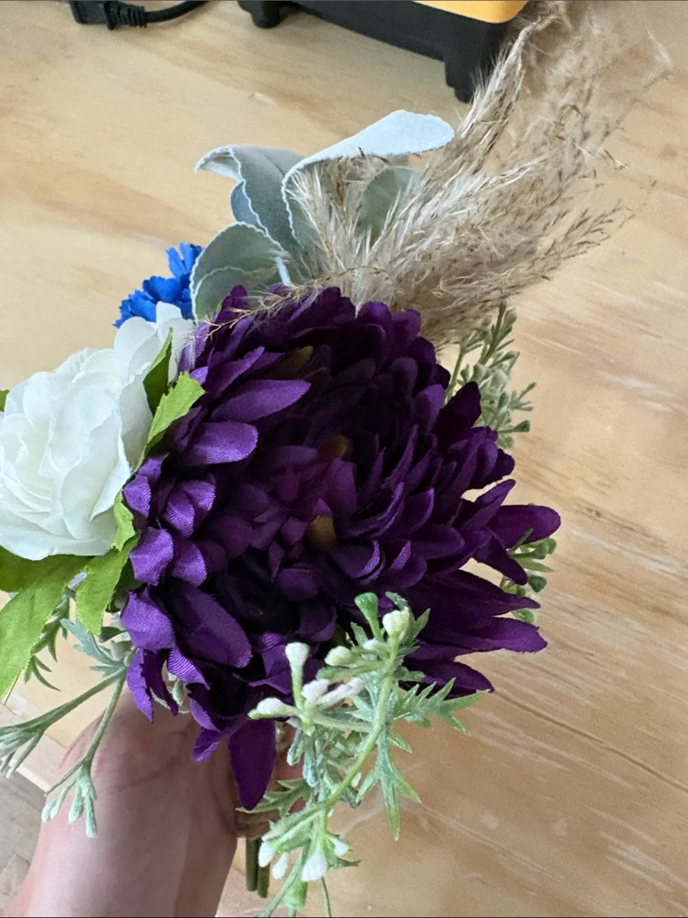 Blue, Purple & White Faux Floral Bouquet- Elegant Home Accent